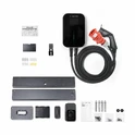 Zestaw wallbox Besen 22 kW ze słupkiem do stacji ładowania - zawartość pudełka Zawartość pudełka zestawu Wallbox Besen 22 kW ze słupkiem - ładowarka z kablem Type 2 6m, wtyk 3F32A, elementy słupka BS-IT002, śruby kotwowe, uchwyt i instrukcja montażu