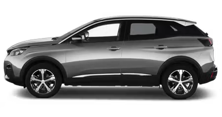 Szary Peugeot 3008 II generacji z profilu - hybryda plug-in HYBRID 180 i 225 z baterią 12,4-14,2 kWh i jednofazową ładowarką pokładową 3,7 kW lub 7,4 kW