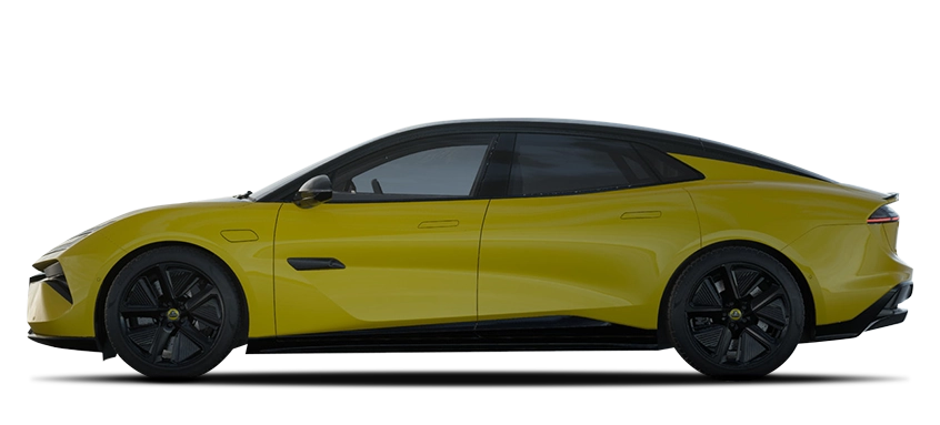 Lotus Emeya - elektryczny sedan GT z baterią 102 kWh, trójfazową ładowarką pokładową 22 kW przez Type 2 i ładowaniem DC do około 400 kW w architekturze 800V