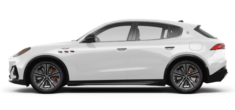 Maserati Grecale Folgore z profilu - elektryczny SUV 557 KM z baterią 105 kWh, trójfazową ładowarką pokładową 22 kW Type 2 i ładowaniem DC do 150 kW