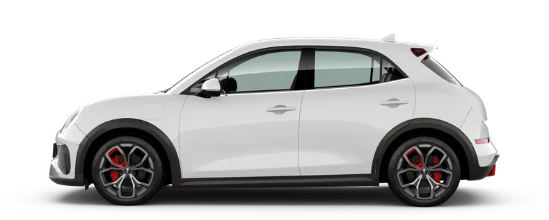 GWM ORA 03 z profilu - elektryczny hatchback z baterią 48 lub 63 kWh, trójfazowym ładowaniem AC 11 kW przez Type 2 i ładowaniem DC do 67 kW przez CCS2