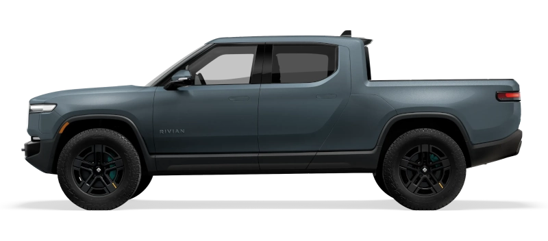 Rivian R1T 2022-2024 - elektryczny pickup z gear tunnelem, bateria 106-141 kWh, jednofazowe ładowanie AC 11,5 kW przez Type 1 i DC do 220 kW przez CCS1