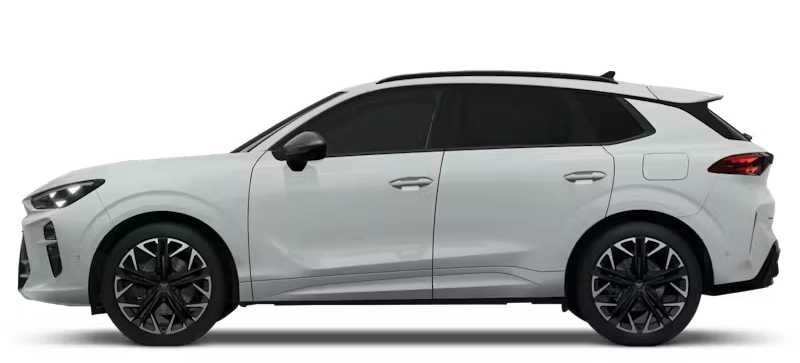 Cupra Terramar e-Hybrid z profilu - SUV plug-in z baterią 25,8 kWh, trójfazową ładowarką pokładową 11 kW Type 2 i ładowaniem DC do 50 kW