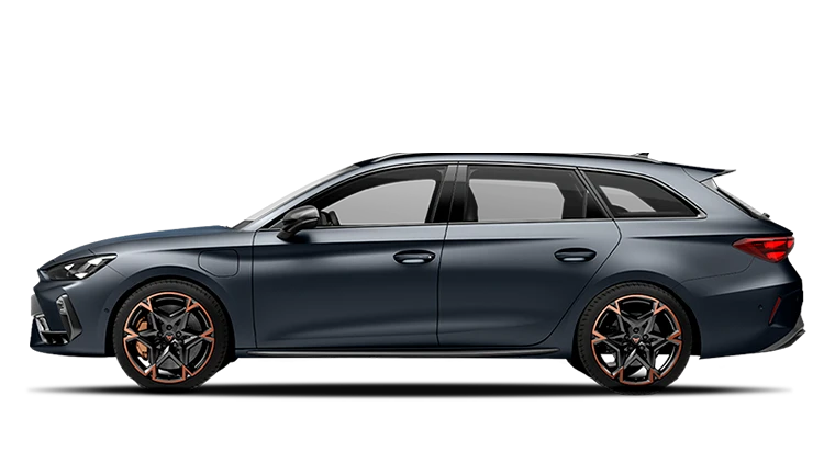 Cupra Leon Sportstourer e-Hybrid 1.5 TSI po liftingu z profilu - kombi plug-in z baterią 25,8 kWh, trójfazową ładowarką pokładową 11 kW Type 2 i ładowaniem DC do 50 kW