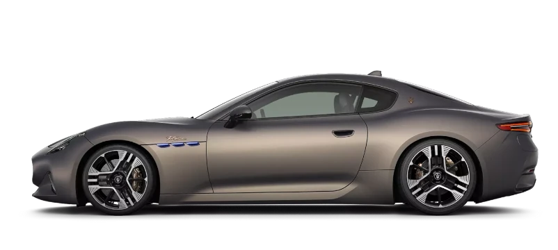Maserati GranTurismo Folgore z profilu - elektryczne coupe GT 761 KM z baterią 92,5 kWh, trójfazową ładowarką pokładową 22 kW Type 2 i ładowaniem DC do 270 kW