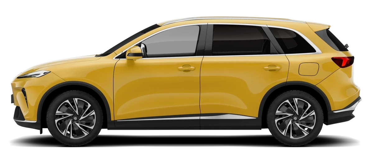 MGS6 EV 2026 z profilu - elektryczny SUV z baterią 74,3 kWh, trójfazowym ładowaniem AC 11 kW przez Type 2 i DC 144 kW CCS2
