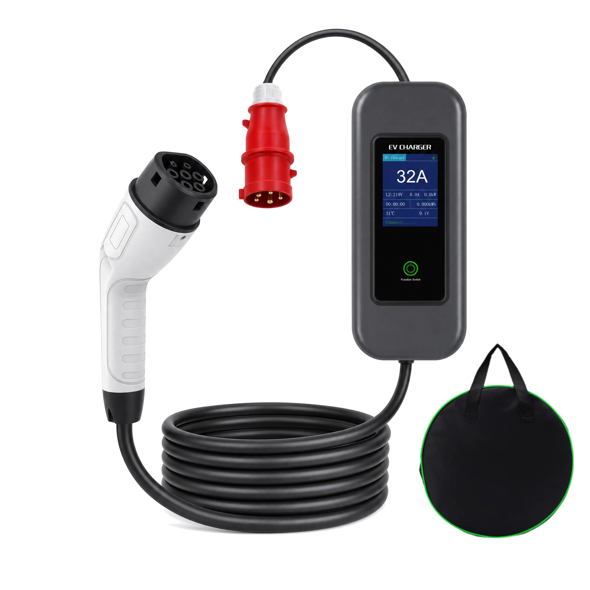 Przenośna ładowarka do samochodu elektrycznego 22 kW ST-T301 CEE 32A LCD
