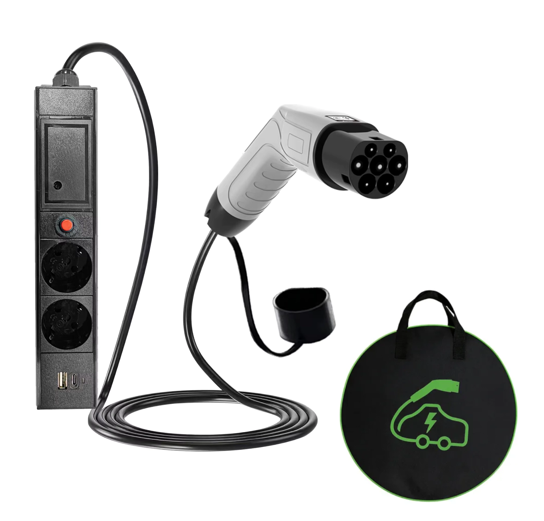 Adapter V2L Typ 2 z 2x Schuko i USB-C 3,68 kW - ładowanie z baterii auta